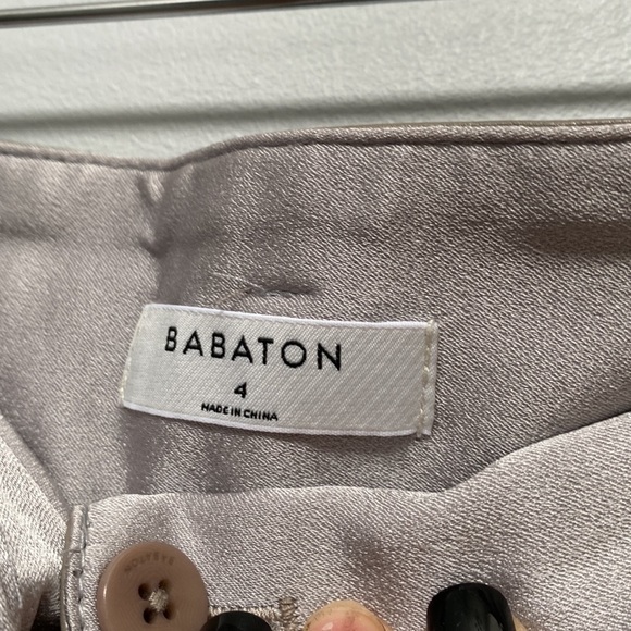 ARITZIA Babaton Vegan Leather Caramel/Cream Belted Pants Size 4 - Picture 10 of 13